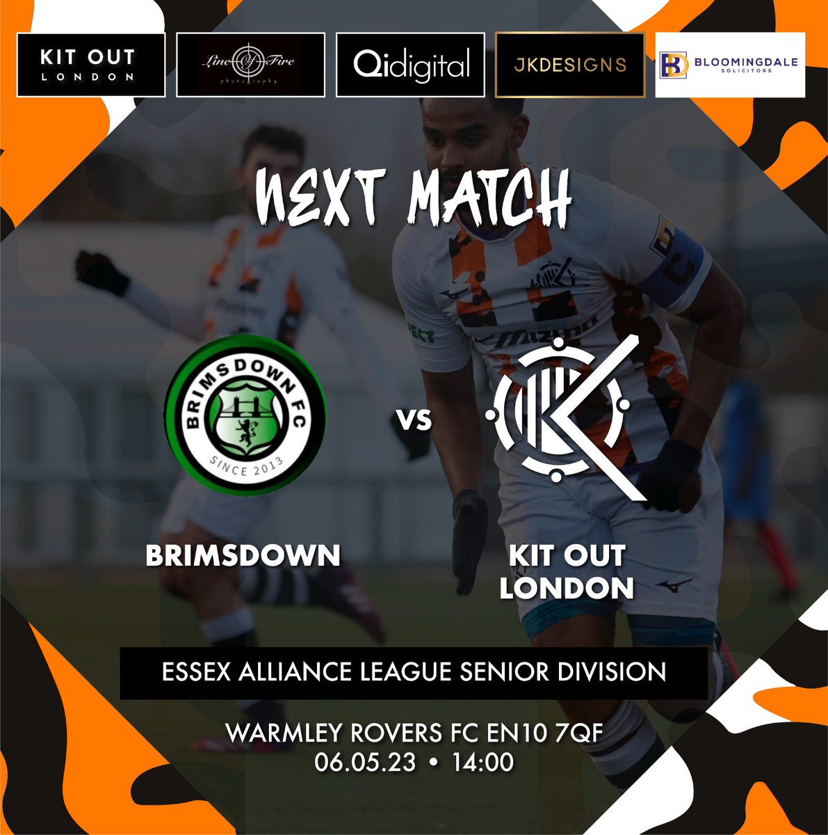 🏟 Warmley Rovers FC, EN10 7QF
🏆 <a href="/EssexAllianceFL/">Essex Alliance FL</a> 
🗓 06/05/23
⏰ 14:00GMT
🆚️ @brimsdownfcuk 
.
.
.
.
#footballlove #kitoutlondon #london #soccer #grassrootsfootball #ballers #eastlondon #youtube #photo #facebook #instagram #twitter #socialmedia #ourcityourrules