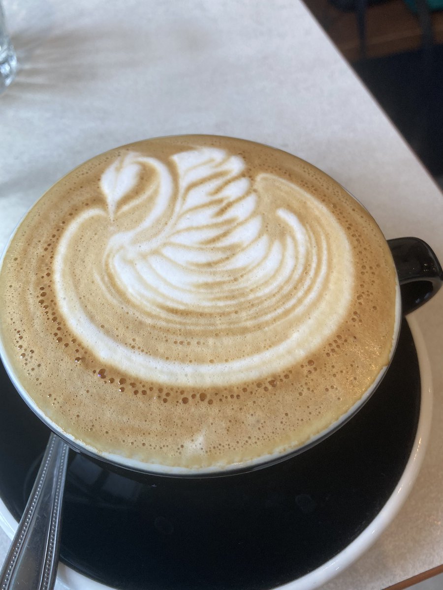 SessSays's tweet photo. Royal swan in my latte art this morning - you cannot escape the #Coronation https://t.co/vIxmjrFiVv