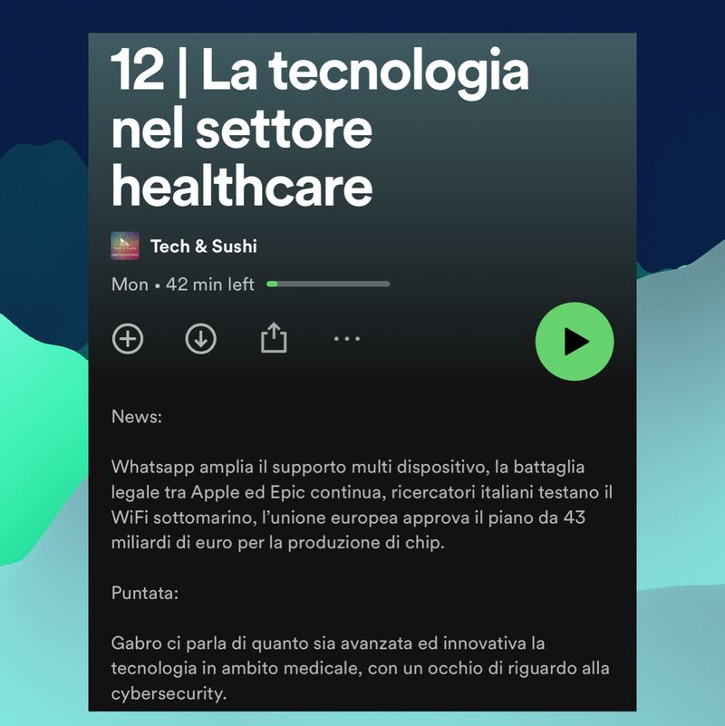 techandsushi's tweet photo. 📢 #News: #Whatsapp e supporto multi dispositivo, battaglia legale tra #Apple ed #Epic, #WiFi sottomarino, #UE 43 miliardi di euro per i #chip

🧑🏻‍💻Innovazione #tecnologia e #cybersecurity in ambito #medicale ?  #techandsushi #podcast #italia #episodio #podcastitalia https://t.co/4yACCR8PFz