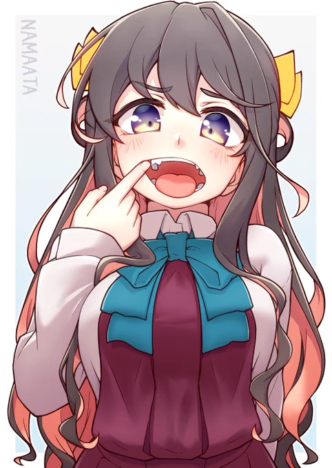長波さま八重歯見せて～絵 #艦これ