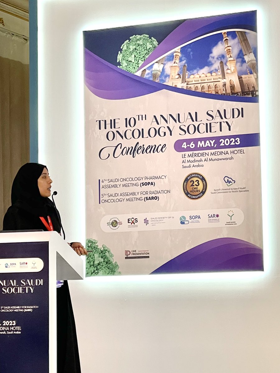 SOPS_SA's tweet photo. Moving to the following topic “Integration of investigational drug services in oncology pharmacy practice” by Dr. Afnan Alharbi 

#4thSOPA 
#10thSOS https://t.co/ZhtCO7sq4m