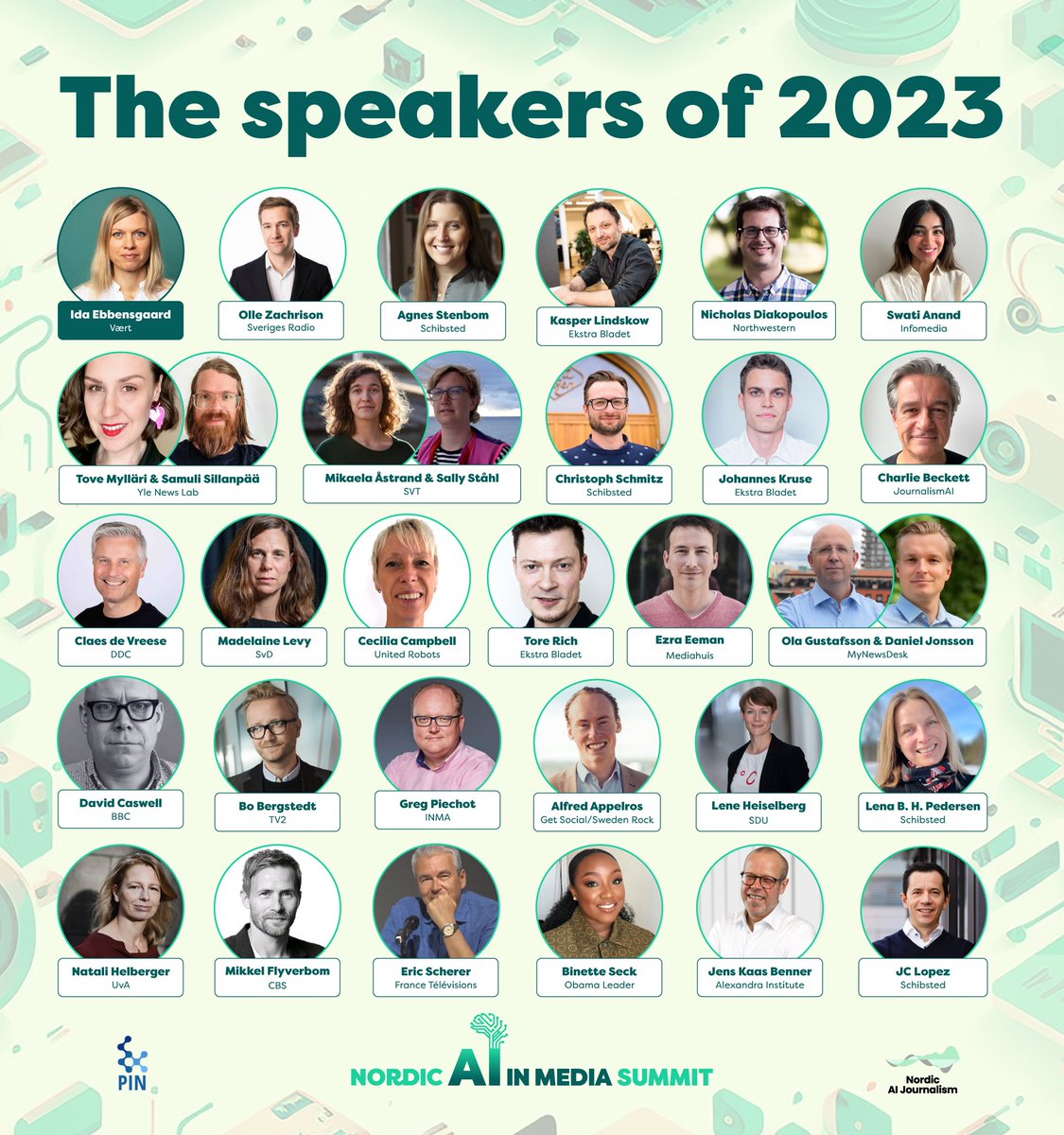 Kasper Lindskow (@lindskow) on Twitter photo Here all speakers and panelist for our Nordic AI in Media Summit on Tue-Wed🤖🥳😀 #NAMS23 is not-for-profit and organised by Ekstra Bladet as part PIN in collab with <a href="/AgnesStenbom/">Agnes Stenbom</a> and <a href="/OlleZ/">Olle Zachrison</a> from NAIJ. We’re sold out but looking into making video of talks available after 🙌 Here all speakers and panelist for our Nordic AI in Media Summit on Tue-Wed🤖🥳😀 #NAMS23 is not-for-profit and organised by Ekstra Bladet as part PIN in collab with <a href="/AgnesStenbom/">Agnes Stenbom</a> and <a href="/OlleZ/">Olle Zachrison</a> from NAIJ. We’re sold out but looking into making video of talks available after 🙌