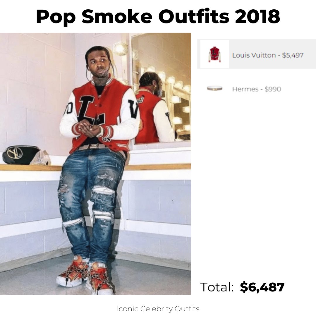 IconicCelebrityOutfits on X: Dress like Pop Smoke in the Louis Vuitton  Baseball With Patches Jacket and Hermes Leather Belt 👉   Brands: #Hermes #LouisVuitton Items: #belt #jacket  #IconicCelebrityOutfits #PopSmoke #popsmokeoutfit