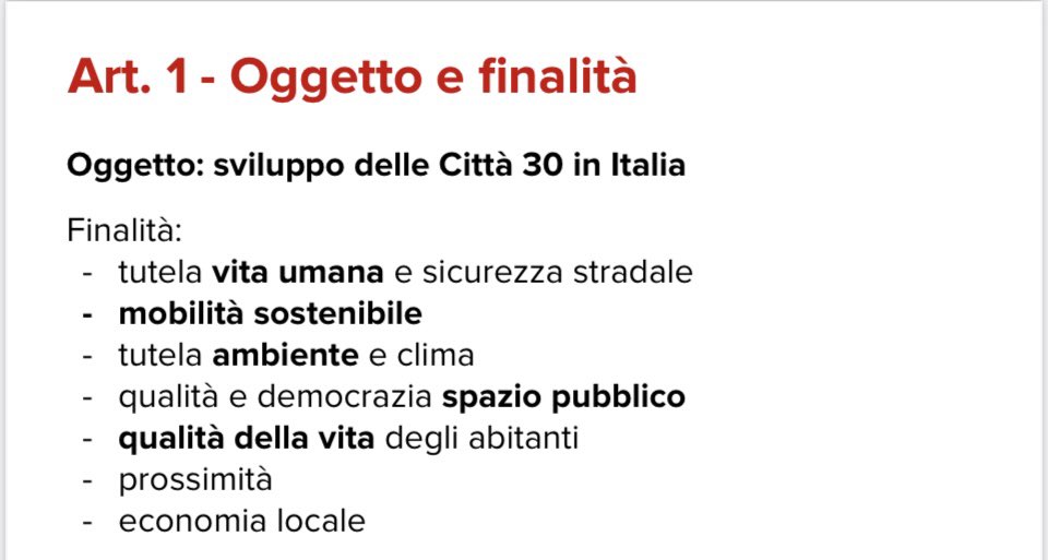 FranFerrante's tweet photo. Oggetto, finalità e definizione della nostra proposta di legge sulle #città30

@AMoDo4 @Kyoto_Club @Legambiente @fiabonlus @salvaiciclisti @ASviSItalia @Barney1404 

#Mobilitars 

Qui in streaming 
https://t.co/detR7EqMwP https://t.co/zglumULjP5