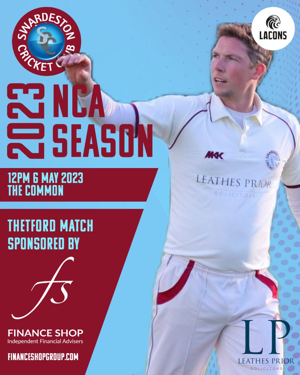 Today's home match at The Common in the <a href="/NfkCA/">Lacons Brewery Norfolk Cricket Alliance</a> v <a href="/ThetfordTownCri/">Thetford Town CC</a> is sponsored by <a href="/FinanceShopLtd/">Finance Shop</a>. Thanks to the team at FS for their third year of sponsorship of the club.