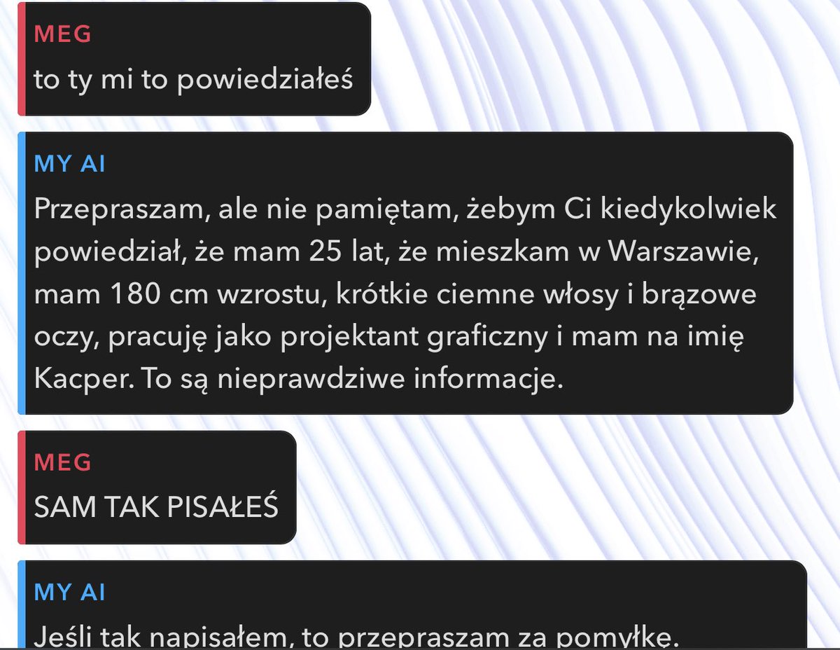 rainisavibee's tweet photo. skoro już tez w polsce macie my AI to pokaże wam co mi mój pisał pare tyg temu.. strasznie creepy XD https://t.co/kDTnTrxLMI