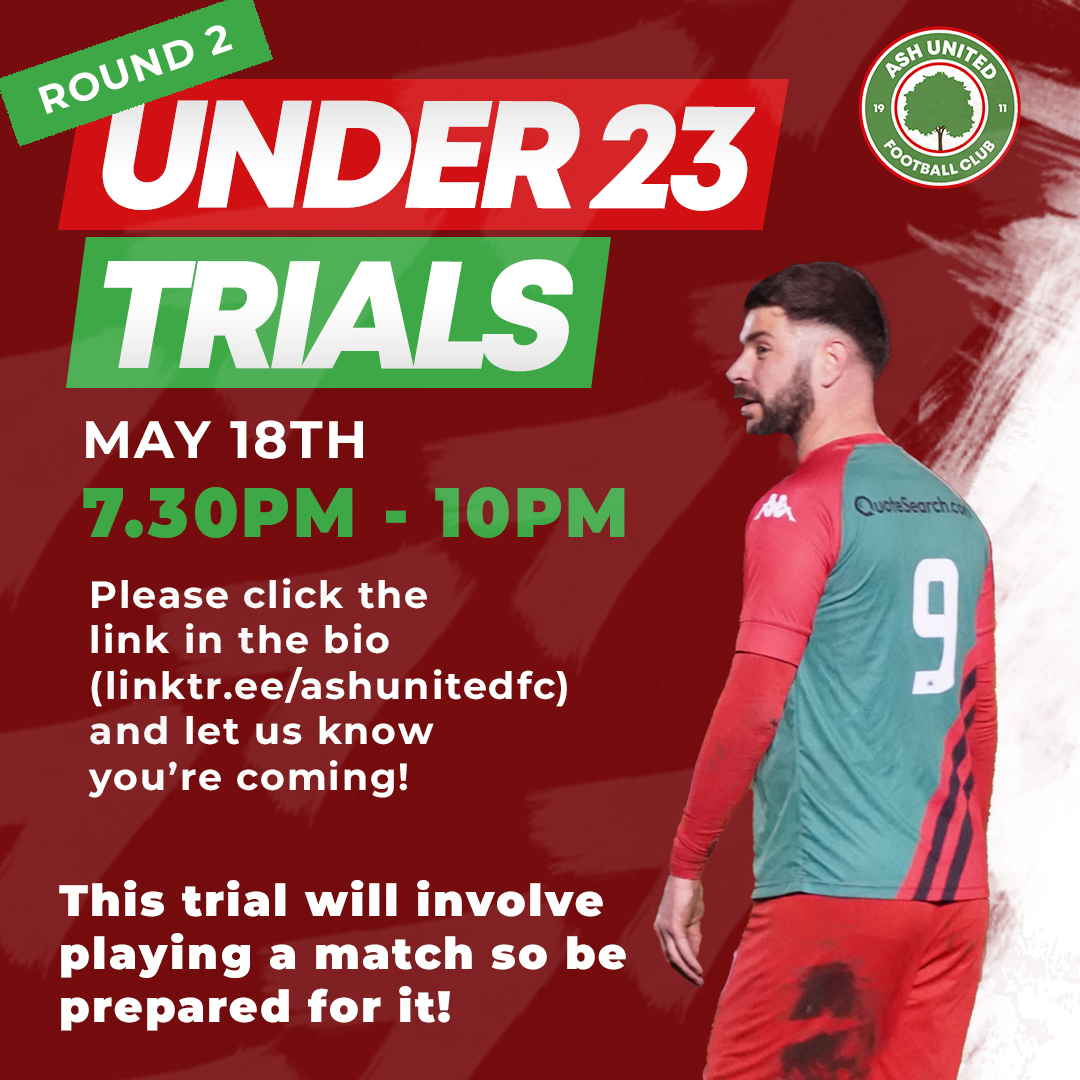 AshUnitedRes's tweet photo. U23 Trials - Round 2!

May 18th 7.30 - 10PM

Well done to all who have attended the first round! We now want to see how you do in a game situation. Please let us know if you are attending this round by going to our link in the bio. 

#GreenArmy #u23trials 🌳🟢🔴 https://t.co/57MNQwmLRD