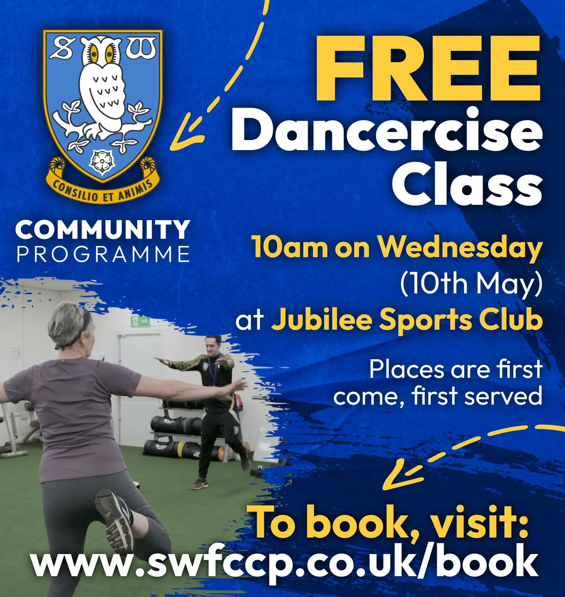 SWFCCP's tweet photo. 🕺 We're offering a FREE Dancercise Class on Wednesday 10th May.
Book your place now ⬇️
https://t.co/m0KG5u5TrG
#Dancercise #GetFit #Dance #SWFC https://t.co/tGMQL8MZZD