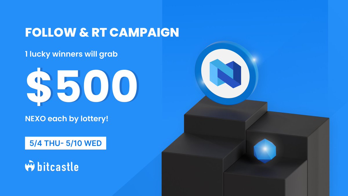 bit_castle's tweet photo. 📅Day3

Follow RT Campaign💙🔁
／
🎁1 lucky winner will grab $500 NEXO every day by lottery!
＼
✅Follow us
🔁RT this post

#Crypto
#Cryptocurrency
#Airdrop
#Airdrops
#AirdropCrypto
#Giveaway
#Giveaways https://t.co/eVAXXhaRIq