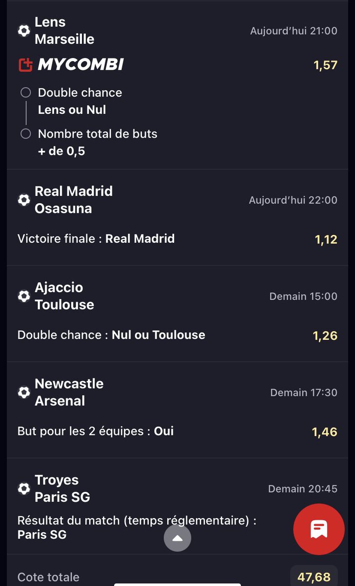 MtoPronos's tweet photo. COMBI FOOT @47.68⚽️
#SCFRBL :LDEM ~1,63
City ~1,15
Bournemouth/Nul ~1,67
#RomaInter :+1,5 buts ~1,35
Bayern ~1,29
Liv/Nul & Salah ~2,08
RCL/Nul & +0,5 buts ~1,57
Réal gagne la coupe ~1,12
TFC/Nul ~1,26
#NEWARS :LDEM ~1,46
PSG ~1,30
#CombiFoot
Si ça passe, 10€ parmi les RT 🤑 https://t.co/3eDT1E27ks