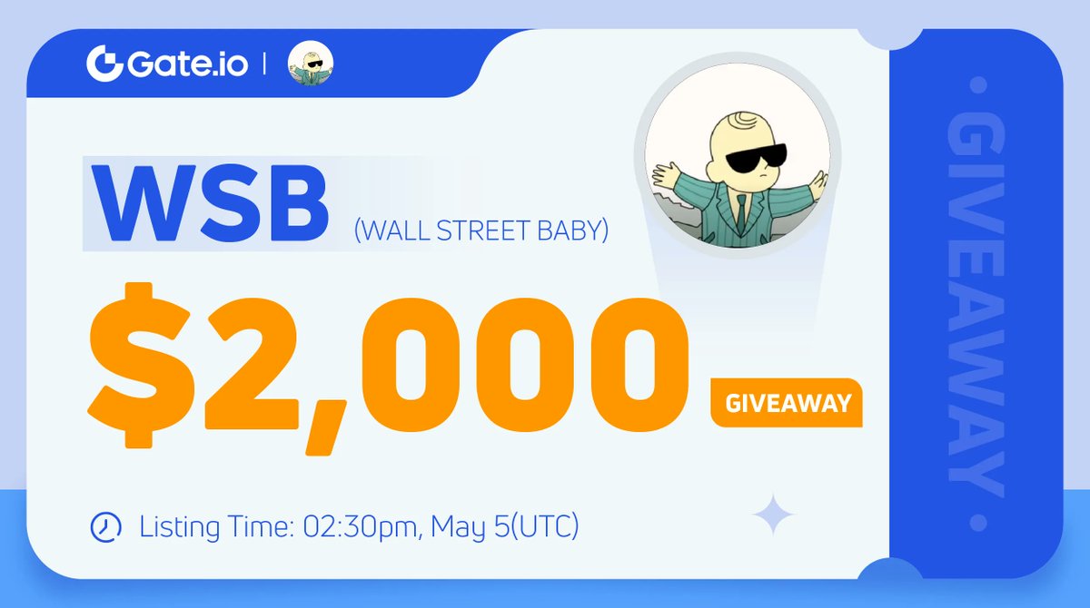 #Gateiostartup $WSB New Listing Celebration: $2,000 #giveaway

✅ RT &amp; Tag 3 friends
✅ Follow <a href="/Gateio_Startup/">Gate.io Startup is now Gate Launch</a> &amp; @WSB_BABY
✅ Join now⤵️
gleam.io/Axys8/gateio-x… 
⏳End: 09:00 am, May 9th (UTC)

📈Trade: gate.io/trade/WSB_USDT 
#launchpad