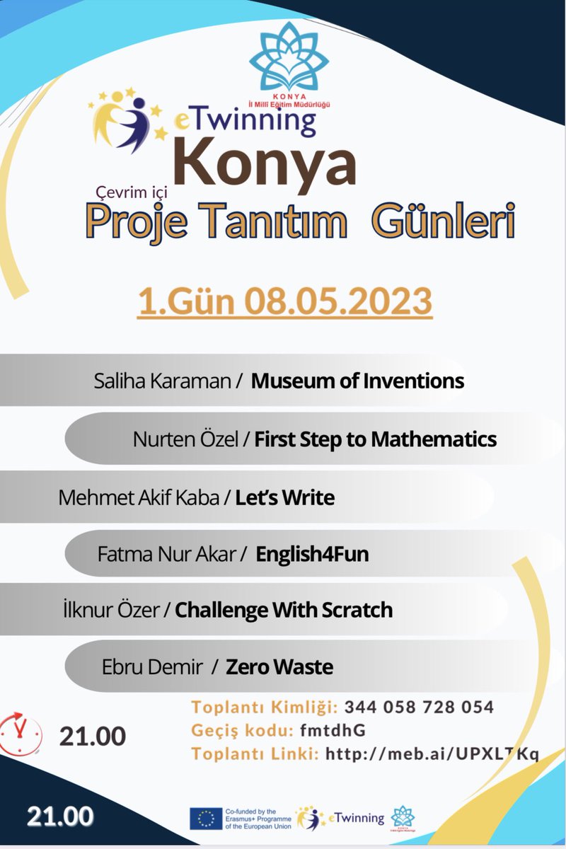 ilknurozer_'s tweet photo. 📣 #KonyaeTwinningGünleri başlıyor 🎉 💙💛 1. Gün programı 👇 @konyamem @selcukluilcemem @eTwinningKonya @tretwinning https://t.co/QIyA0Pmcdk
