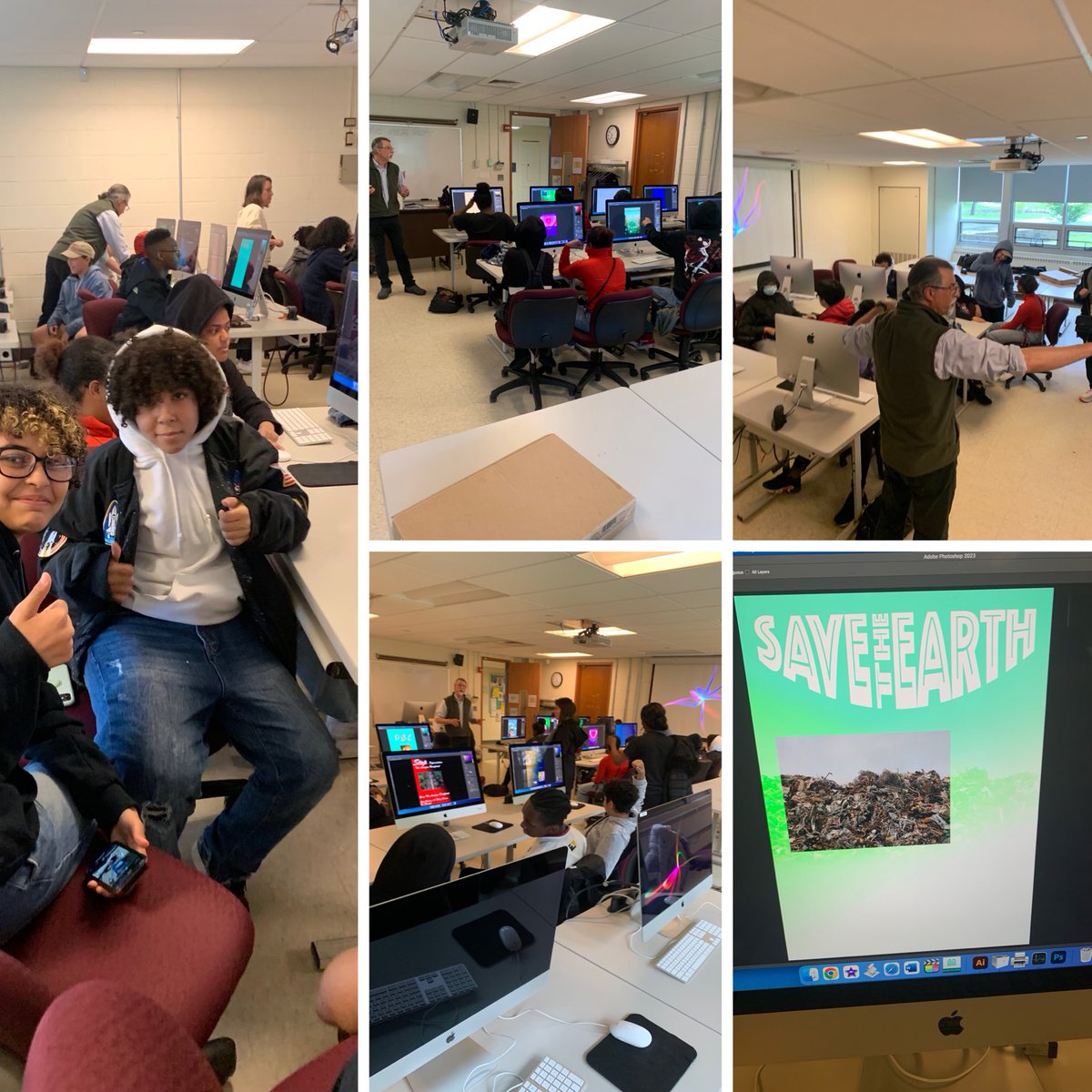 YDInvestigators's tweet photo. Professor Katzban and Barack Obama scholars creating environmental awareness posters@BarackObamaYPS @YonkersSchools @ypscommunity https://t.co/UuaPhibJui
