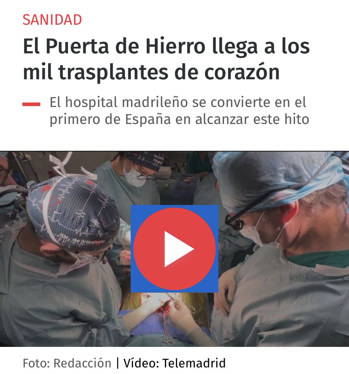 Solo hay 26 hospitales en el mundo que hayan superado los 1.000 trasplantes de corazón.

El madrileño Puerta de Hierro es uno de ellos. Enhorabuena.

bit.ly/3NHXSMK