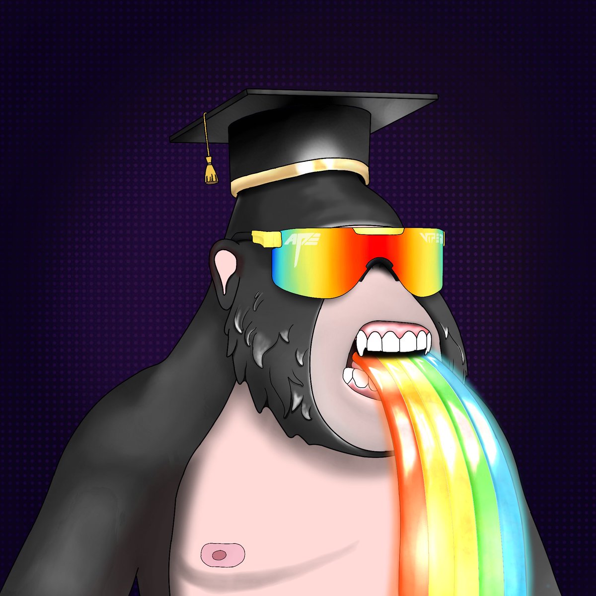 2DTrashPanda's tweet photo. This @DegenApeAcademy is Wanted!
If you see any such Ape Call 911
Last time-caught Puking Rainbows with Vipers on in the College campus!
Can’t hide from us Degen academy Police https://t.co/6XGs9sSu5Z