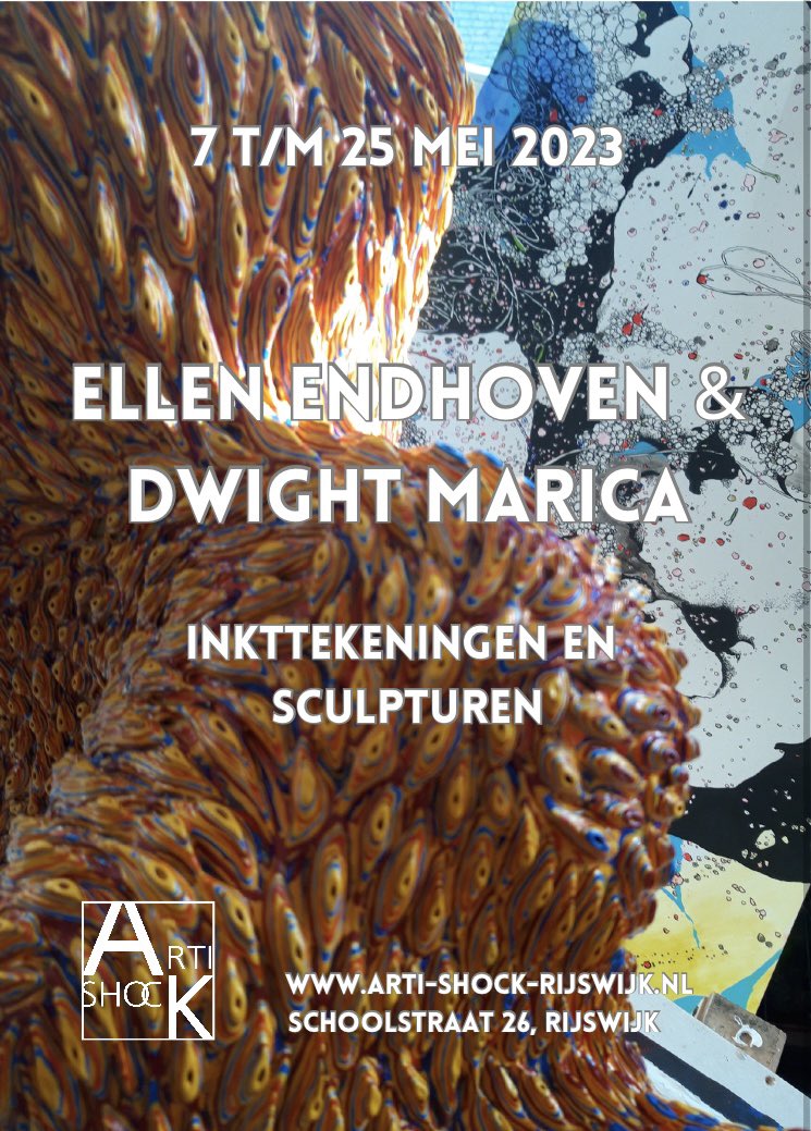 Zondag 7 mei is om 15.00 uur in galerie Arti Shock de officiële opening van de expositie ‘Floating Dots’ van Ellen Endhoven en Dwight Marica. De tentoonstelling wordt geopend door Arnoud van Aalst directeur Museum Rijswijk. Van harte welkom! Schoolstraat 26.