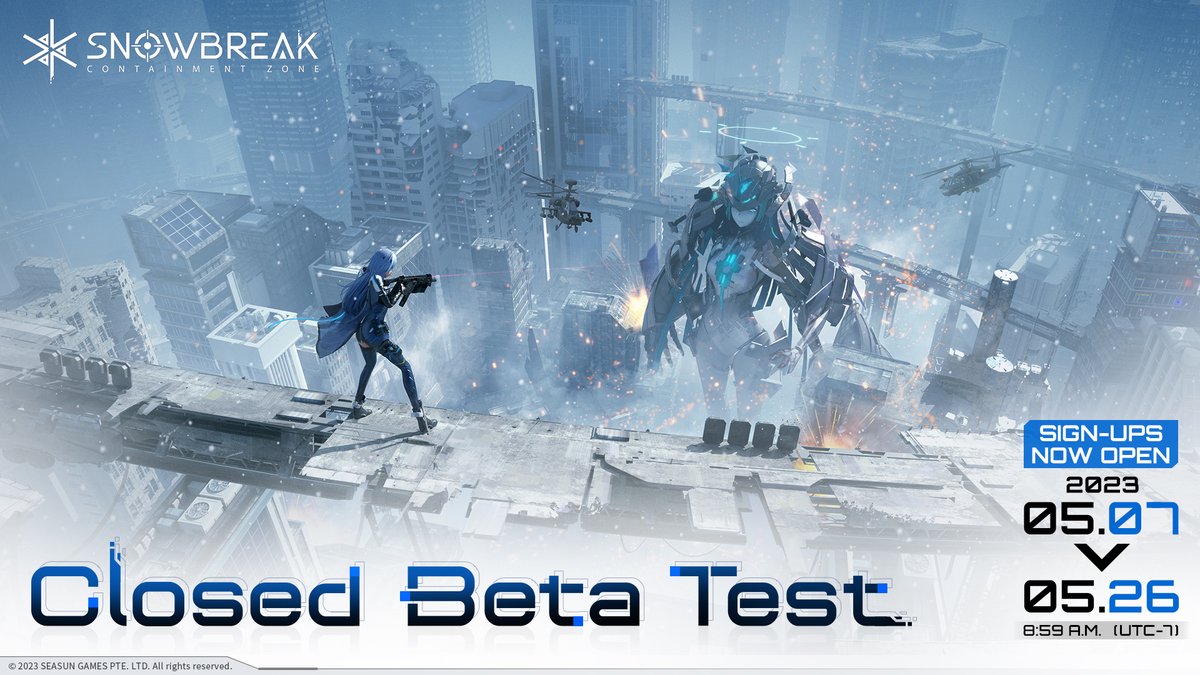 SnowbreakEN's tweet photo. Hello Adjutants,

The sign-up for Snowbreak: Containment Zone Closed Beta Test is now open! PC, Android, and iOS are all available this time. More info will be announced later.

Sign-up here >> https://t.co/S6zOS3cXGX

#Snowbreak #CBT https://t.co/KxQZQP4dI2