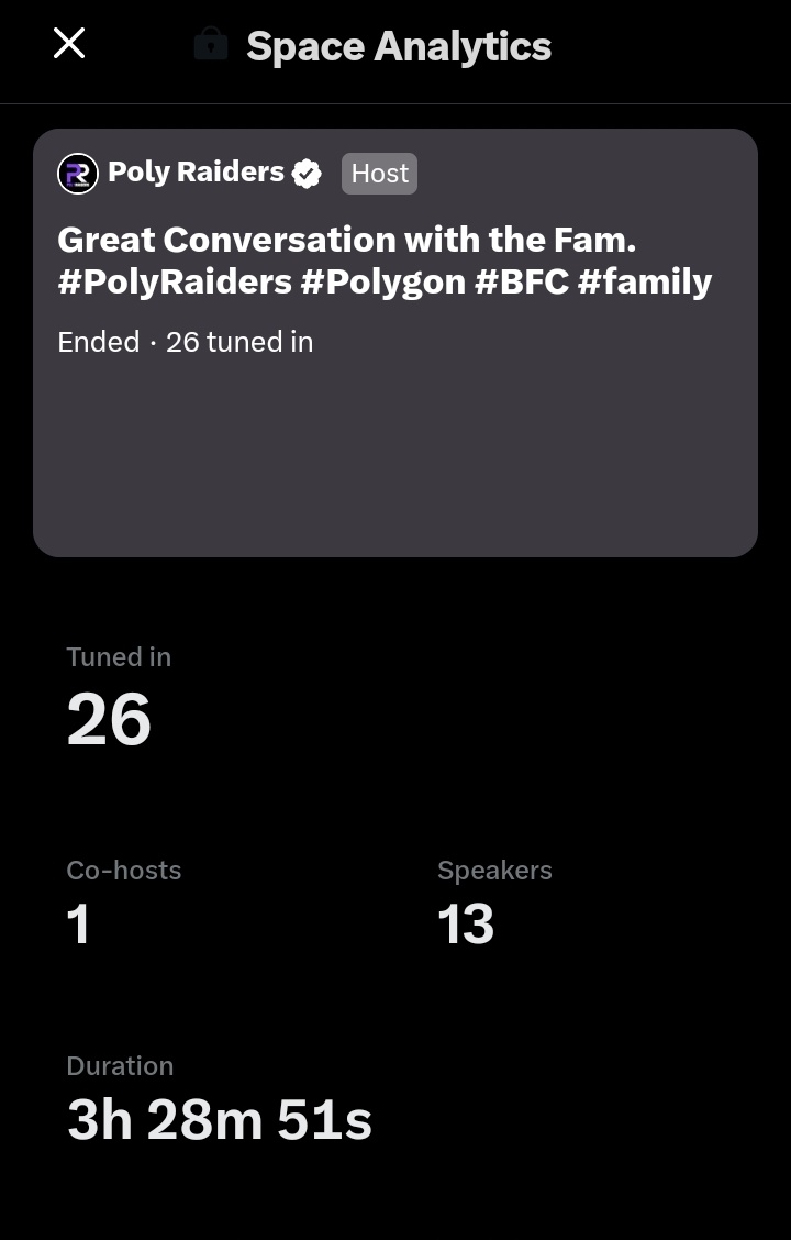 polyraiders's tweet photo. Just want to say thank you to everyone who tuned into our 1st #PolyRaiders #Space.
Thank you so much & looking forward to having you.
@MaticFlip @BONK3R5Z @billionaire_fox @PhationLox @Community_Wars1
#mintislive #2matic https://t.co/q0GE8jFlVz