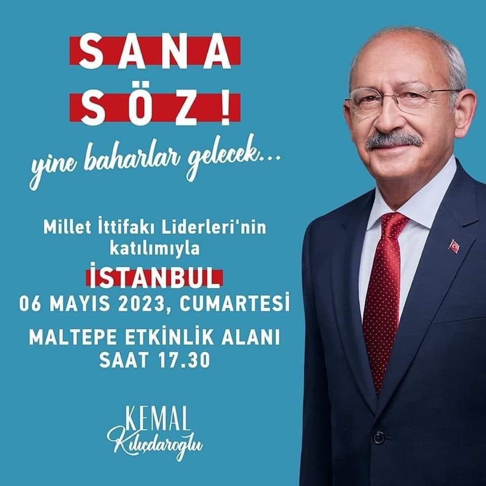 battalilgezdi34's tweet photo. Alabildiğine mavi bir gökyüzü altında umuda, demokrasiye, adalete, barışa ve kardeşliğe susamış herkesi bugün Maltepe Miting Alanı'na bekliyorum. 

#Haydiİstanbul #SanaSöz 

🗓️6 Mayıs Cumartesi 
⏰17.30 https://t.co/pLmHp0CtJo