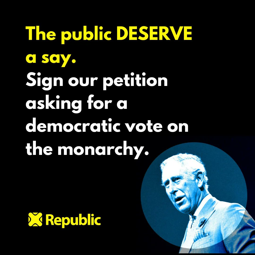 The public deserve a say - a choice, not Charles. actionstorm.org/petitions/notm…  #NotMyKing #AbolishTheMonarchy