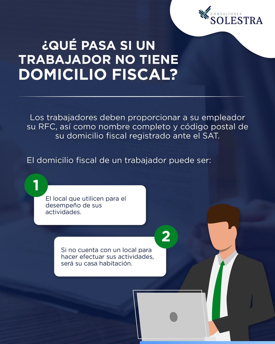 SolestraMx's tweet photo. En la nueva versión 4.0 de CDFI, para el caso de los recibos de nómina, los trabajadores deben proporcionar un domicilio fiscal registrado ante el Servicio de Administración Tributaria (SAT).
#CDFI #Solestramx #SAT https://t.co/na6Wh2wSmK