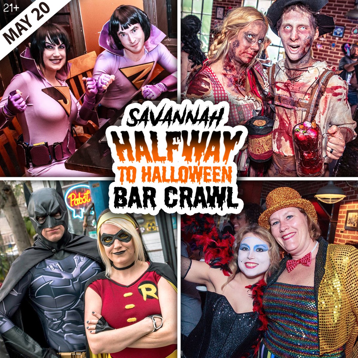 SAVANNAH! Break out your costume and join us May 20 as we get HALFWAY TO HALLOWEEN in historic downtown! (21+)
🎃 INFO: bit.ly/halfway-crawl-…