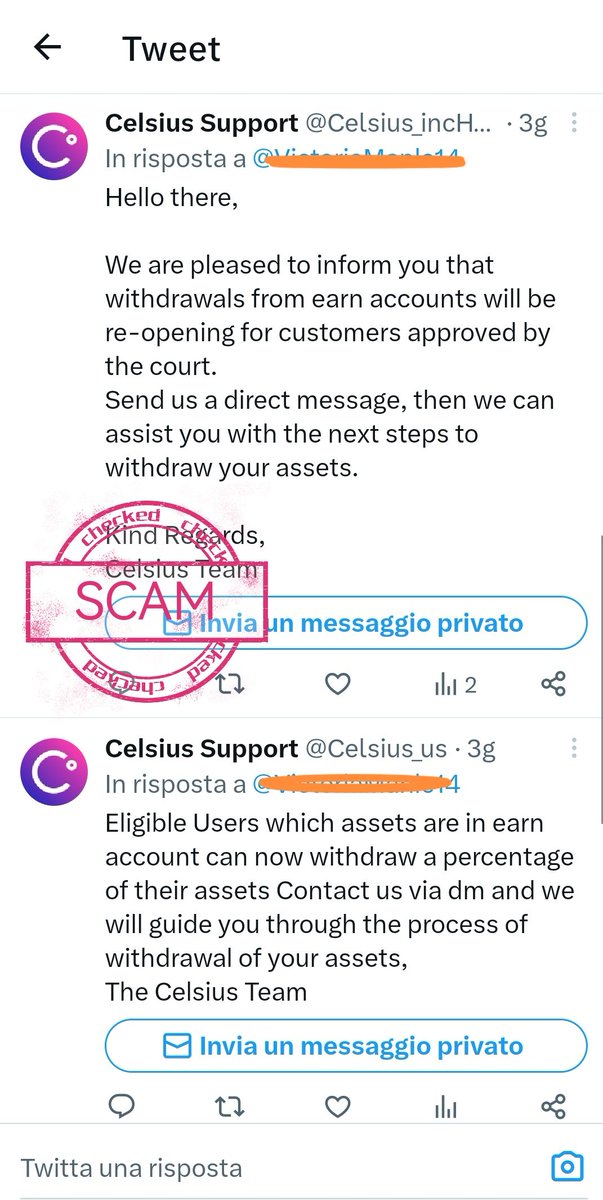 Ginofastidi's tweet photo. @CelsiusUcc Beware of scammers. After a couple of dm via email, they ask you to go to telegram. Then they will link you to a blockchain rectification site. You can only enter the recovery seeds. I leave you to imagine the rest. Not your keys not your money. @CelsiusNetwork https://t.co/AegwQHVIvC