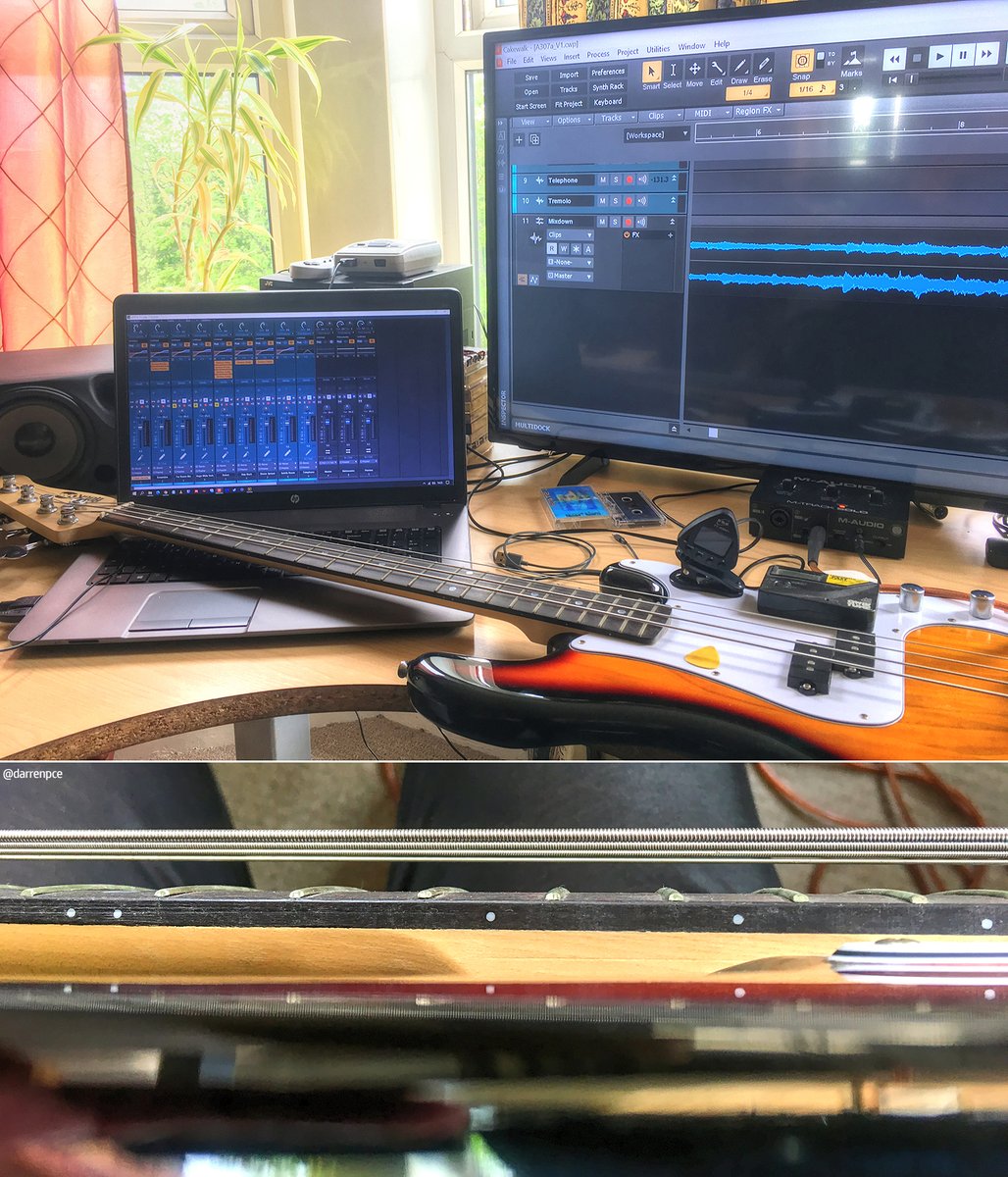 darrenpce's tweet image. Due diligence on the new-old £50 #bass from Cash Convertors. String gauge is too thick (twangy strings: £25), my go-to cable is [now] iffy (£20), and one could drive a #Coronation  carriage through the inch-high action (set-up: £50). #GetWhatYouPayFor #CostOfLivingCrisis💰😢