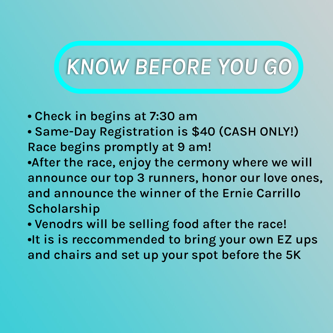 GoneTooSoon5K's tweet photo. Everyone get your running shoes because TODAY IS THE GONE TOO SOON 5K! SEE YOU THERE!
Just a reminder swipe to know more information before you come to the 5K and where to park! 

#GoneTooSoon5K https://t.co/mjzkyIMk3T