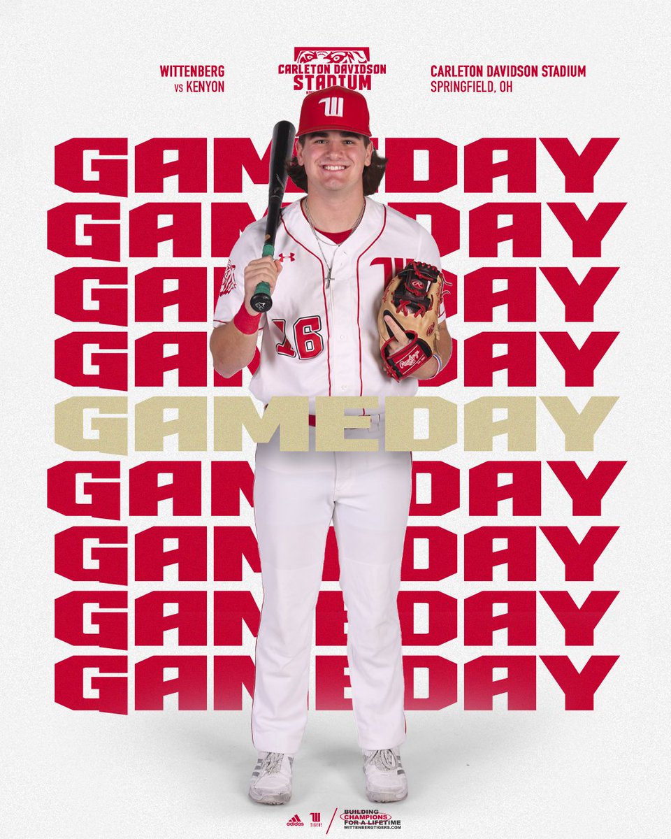 Baseball is back home for their last regular season match-up. The Tigers will take on Kenyon! #TigerUp

📍 | Carleton Davidson Stadium
⏰ | 12:00 PM &amp; 2:30 PM
📺 | youtube.com/channel/UC5OiQ…
📈 | wittenbergtigers.com/sports/bsb/202…