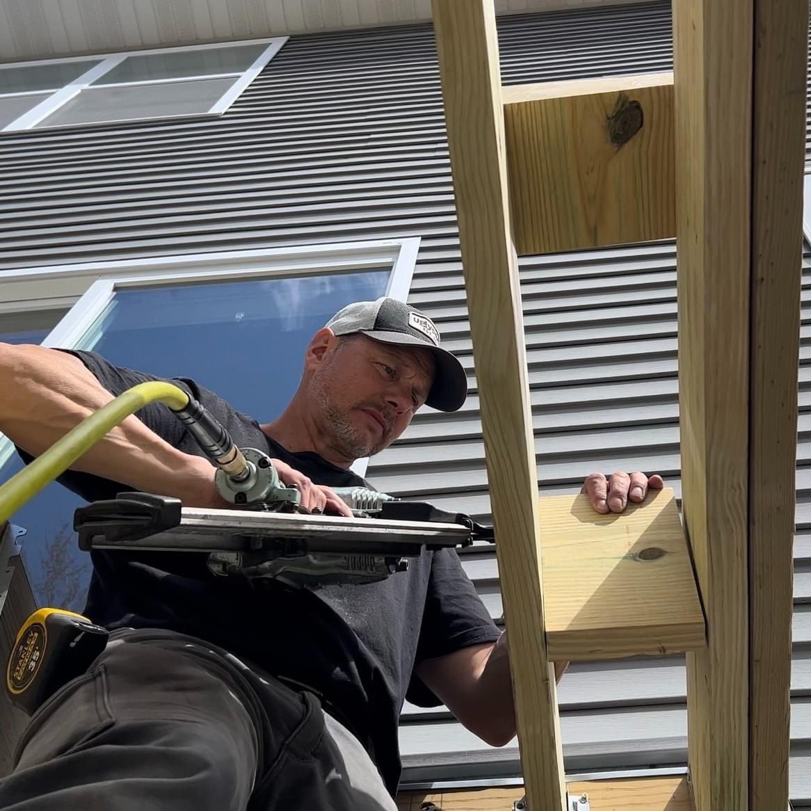 UglyDeck's tweet photo. Today we salute our Master Carpenter, Pat.  He is always moving... waterskiing, fishing &amp; snowmobiling.  Customers know him as a superb craftsman with a friendly personality, &amp; some of you may have seen his helpful install tips in our DIY Academy. Thanks Pat for all that you do! https://t.co/fJkHxMgtnC