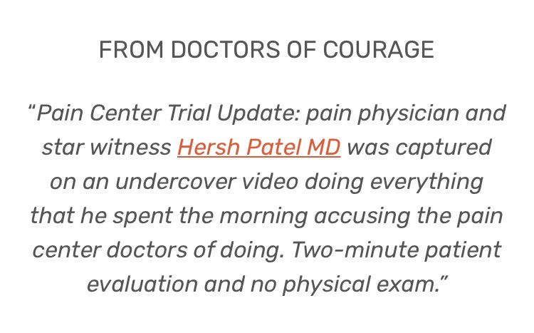 Christopher R. Russo, M.D. (@ledhedd2) on Twitter photo <a href="/USAO_MIE/">U.S. Attorney EDMI</a> It is simply unbelievable that the geniuses at the Detroit DOJ chose to rely so heavily on the opinions of Dr. Hersh Patel against the Pain Center. Patel hadn’t been out of training one full day as an attending & was on the phone to <a href="/DEAHQ/">DEA HQ</a> & <a href="/FBIDetroit/">FBI Detroit</a> accusing them of fraud. <a href="/USAO_MIE/">U.S. Attorney EDMI</a> It is simply unbelievable that the geniuses at the Detroit DOJ chose to rely so heavily on the opinions of Dr. Hersh Patel against the Pain Center. Patel hadn’t been out of training one full day as an attending & was on the phone to <a href="/DEAHQ/">DEA HQ</a> & <a href="/FBIDetroit/">FBI Detroit</a> accusing them of fraud.