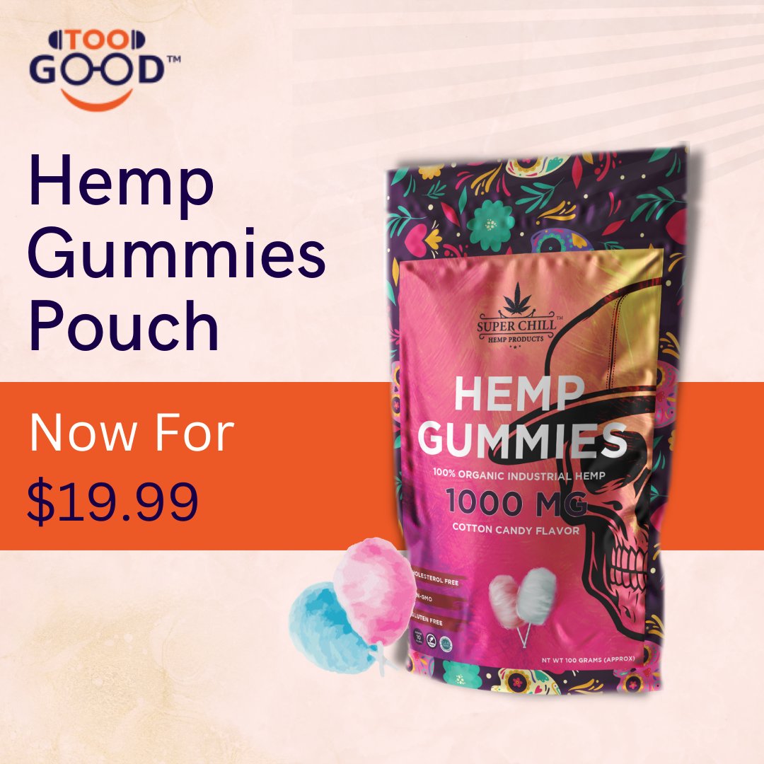 Indulge in a sweet and natural treat with our delicious Hemp Gummies Pouch, now available for only $19.99! 

#toogood #toogoodproducts #toogoodstore #hempgummies #cbdgummies #cbdhealth #hempextract #hempwellness #cannabiscommunity #hempproducts #cbdproducts