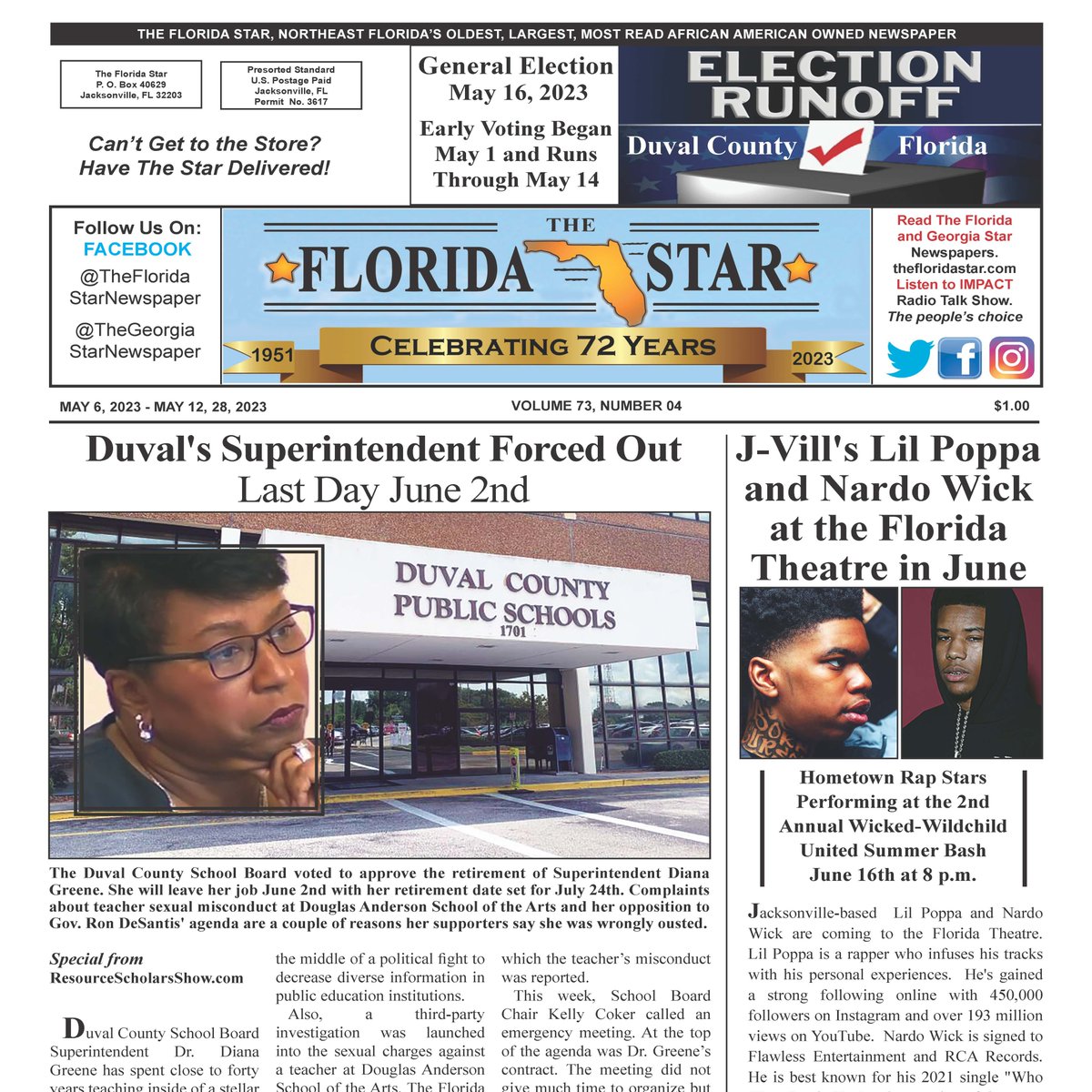 May 6, 2023 issue of The Florida/ Georgia Star Newspaper. Subscribe to The Florida/ Georgia Star Newspaper today. thefloridastar.com 
#blackmedia #news #thefloridastar #thegeorgiastar