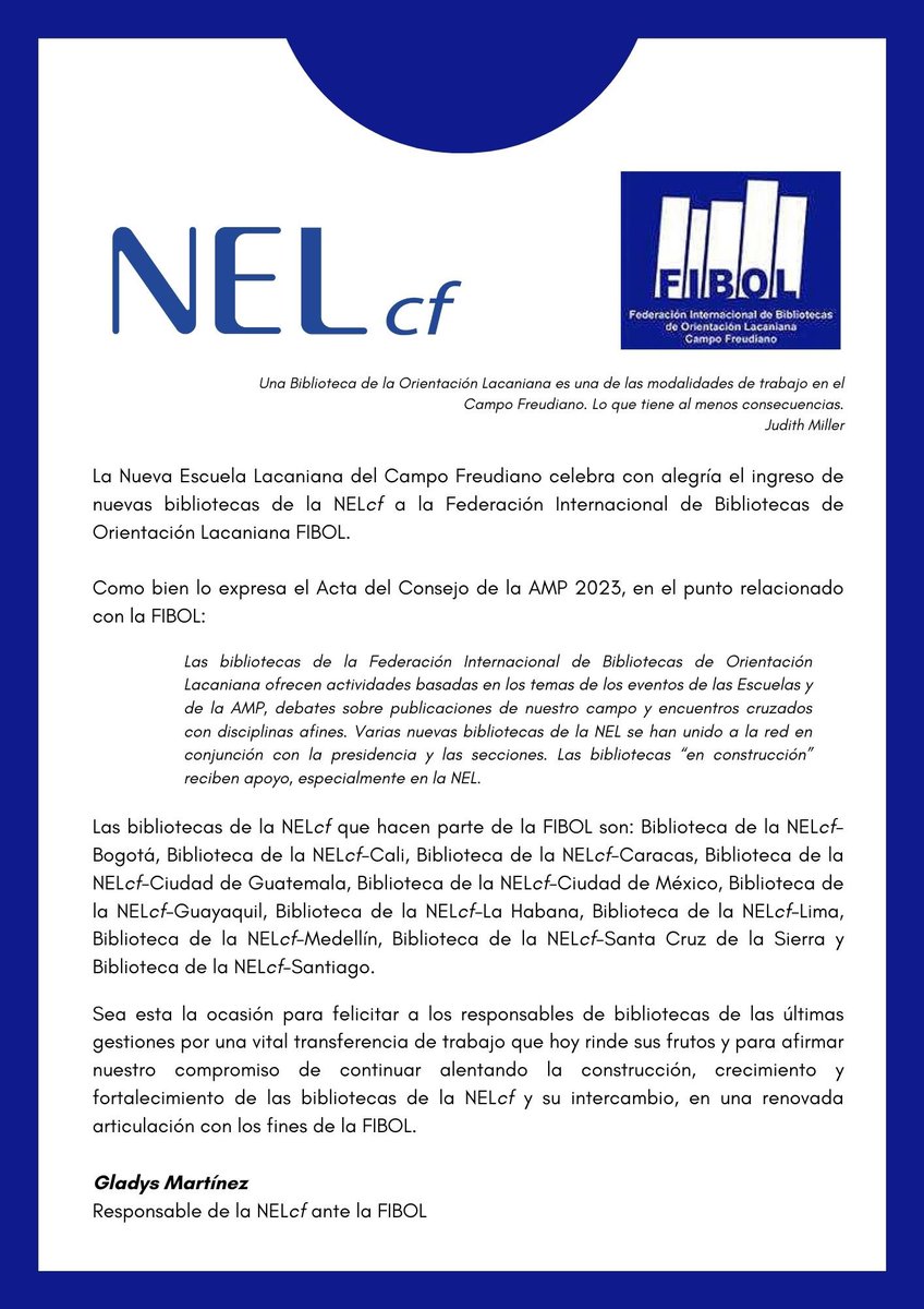 Nueva Escuela Lacaniana del Campo Freudiano tweet media