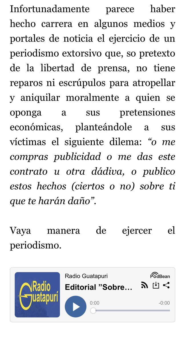 Recomiendo el editorial de <a href="/RadioGuatapuri/">Radio Guatapurí</a> justamente lo que me ha venido pasando 👌🏼