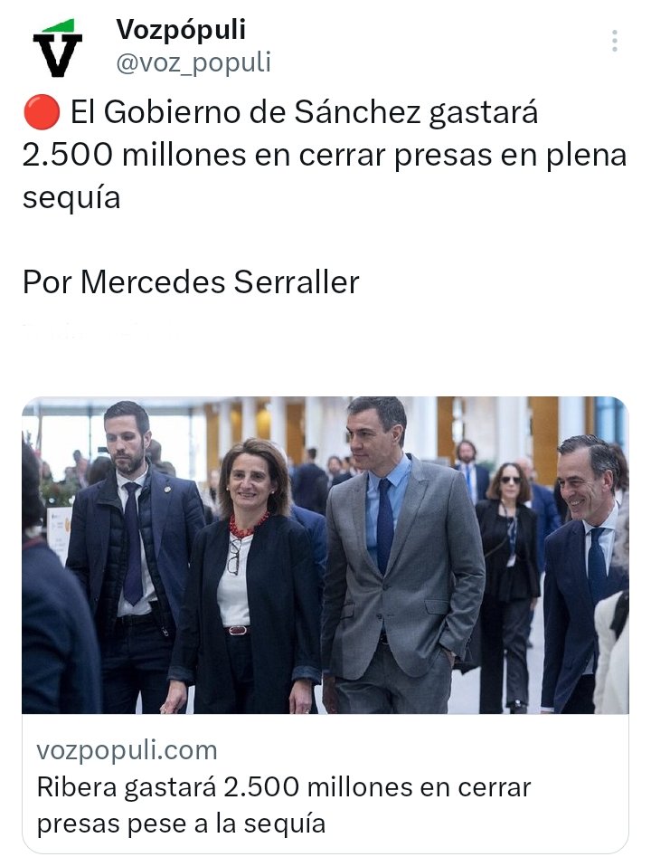 Aquí otro medio de comunicación dedicado a diseminar bulos diciendo auténticos disparates.
Confunden el presupuesto a largo plazo de la Estrategia Nacional de Restauración de Ríos con "cerrar presas en plena sequía" 🤦🤦🤦