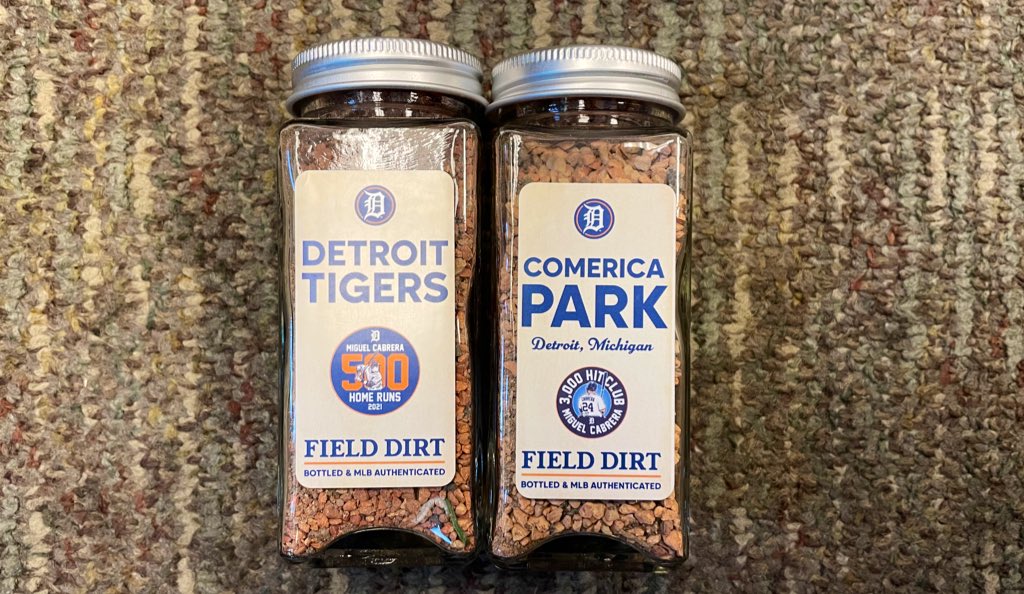 #Giveaway - RT &amp; FOLLOW <a href="/DETAuthentics/">Detroit Tigers Authentics</a> for a chance to win:

Miguel Cabrera 500 HR &amp; 3,000 Hit Game-Used Dirt Jars

One (1) winner will be picked at random and notified by DM on 5/7/23.

Game-Used Milestone Dirt, Tickets, Baseballs &amp; Autographs on sale ⤵️
atmlb.com/3I7lIOH