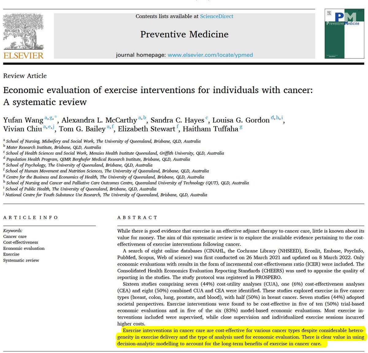 Physio Meets Science on Twitter "Economic evaluation of exercise