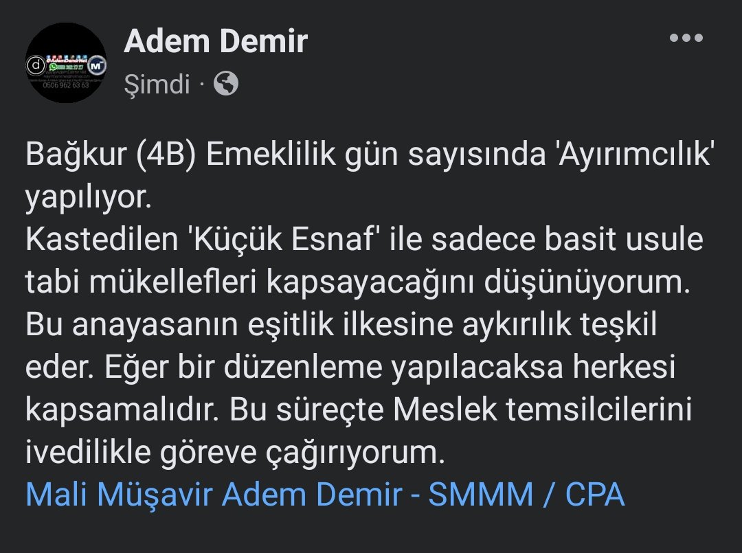 AdemDemirNet's tweet photo. #Bagkur #KüçükEsnaf #EmeklilikPrimGünSayısı 
#EmeklilikPrimGünSayısıEşitlensin https://t.co/ug32ua95ZR