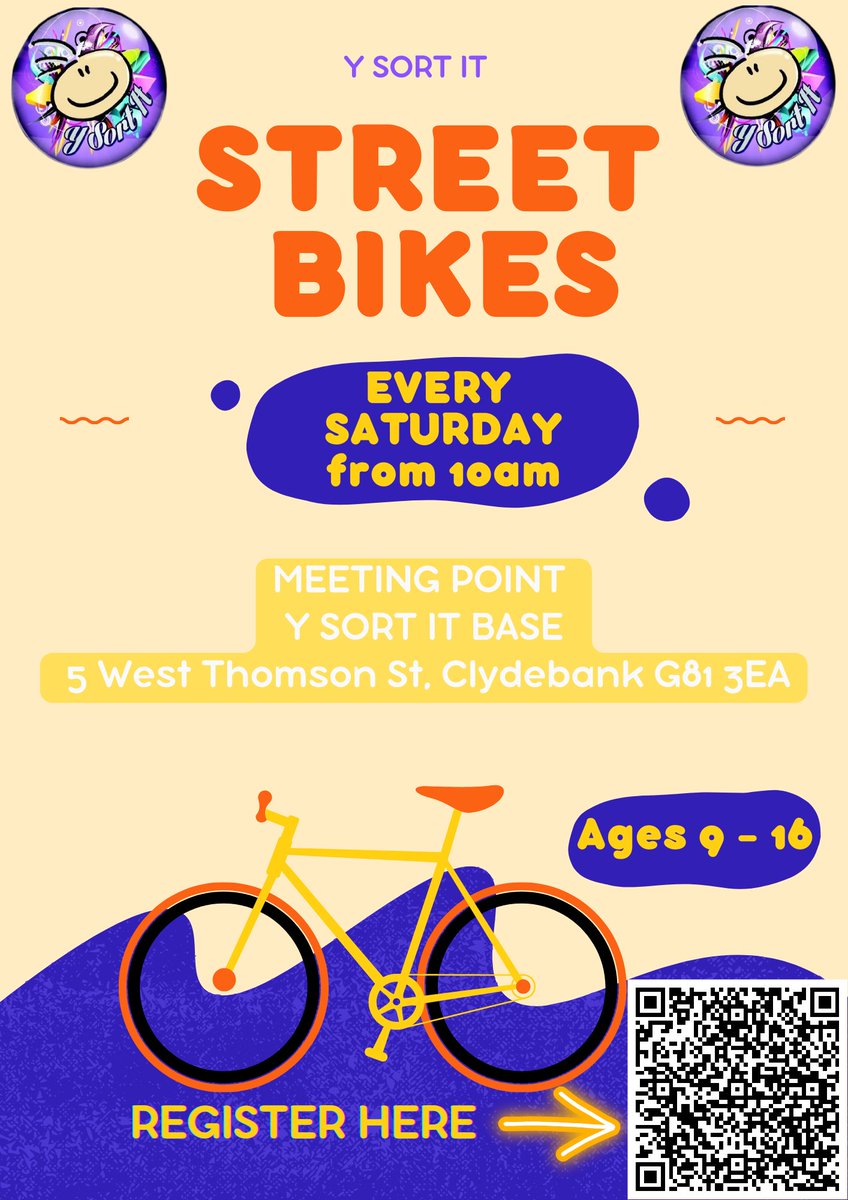 StreetBikes went to Cleddans Burn today. Amazing views across Glasgow at the top!

Please register your child's interest in StreetBikes Saturday trips, if you haven't done already, via the QR code below

Links for the booking system will be sent weekly on Wednesdays