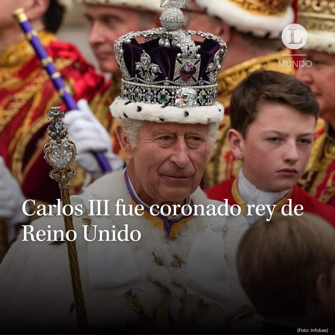 Lucidez_pe's tweet photo. #MUNDO | Frente a una congregación de más de 100 líderes mundiales, el arzobispo de Canterbury, líder espiritual de la Iglesia Anglicana, colocó la corona de San Eduardo de 360 años en la cabeza de Carlos III coronándolo rey de Reino Unido. https://t.co/93ynghBJxB