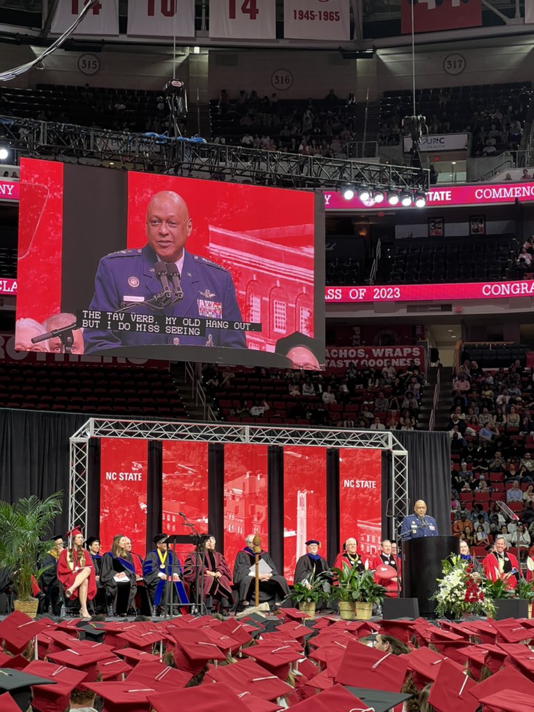 “Mind over matter, grace under pressure.”

<a href="/ncstatechass/">NC State Humanities and Social Sciences</a> alumnus Gen. Anthony J. Cotton, the commander at United States Strategic Command at Offutt Air Force Base, addresses #NCState23 as this year’s commencement speaker: ncst.at/TXnJ50NJuLV