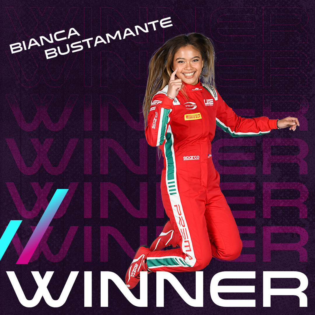 f1academy's tweet photo. BUSTAMANTE WINS RACE 2! 🏆

Leading from start to finish, an epic performance. 👏🏼

#F1Academy https://t.co/g3pMIbWgO3
