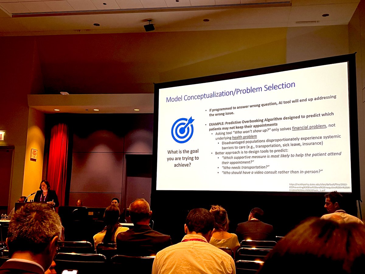 AshleySpannMD's tweet photo. Dr. Adams speaking on how to take an #equity focused approach to the design and development of #AI and #ML models with references to @UcheAnyaMD recent article in @Gut_BMJ on equity in AI @DDWMeeting #DDW2023 @blackingastro https://t.co/0zJQaweIqe
