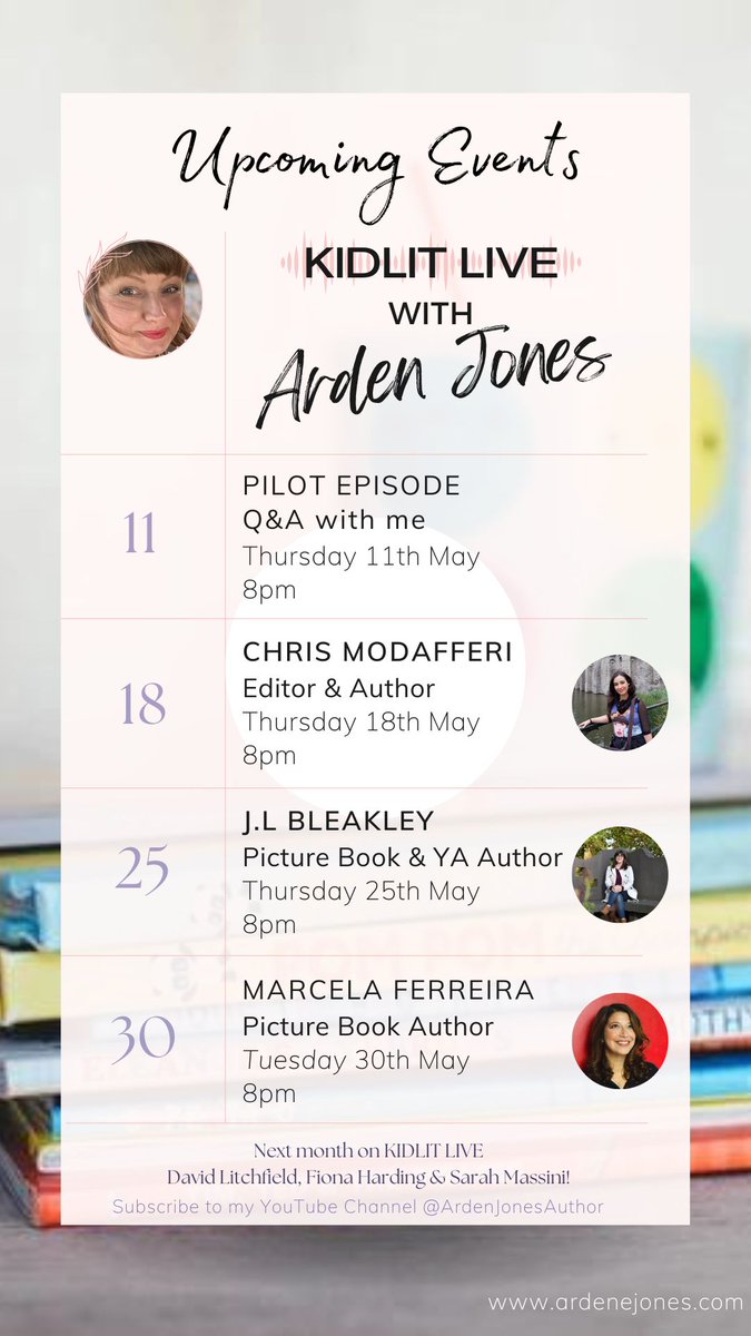 ✨KIDLIT LIVE! - ONLY 5 DAYS TO GO!✨

Look who I have joining me on the show this month! 👀
@christinemodaff @JLBleakley @marcelafwrites 🤩

#WritingCommunity #writingtips #kidlit #kidlitlive #picturebooks #youngadultfiction #amwriting #amquerying #onsubmission #askmeanything