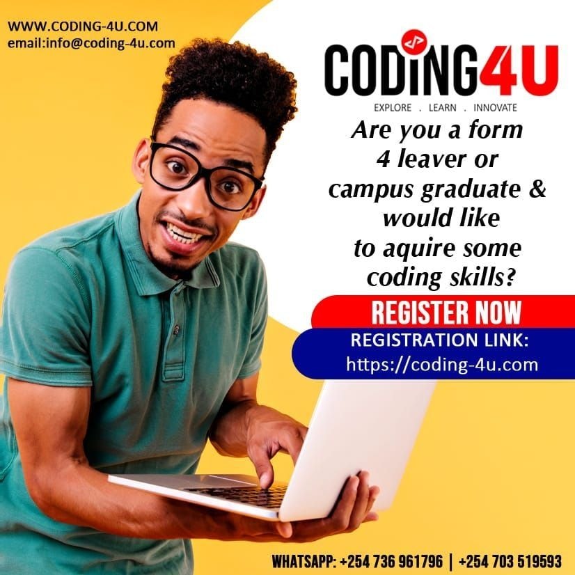 coding_4u's tweet image. *MAY INTAKE ONGOING - ONLINE CODING CLASSES* 

*STEP 1*
Kindly click on the below Link and Register for the Coding classes which will start next week:- 

*Registration Link* 
coding-4u.com

Payments can be made via Mpesa, Airtel Money or Credit/Debit Card