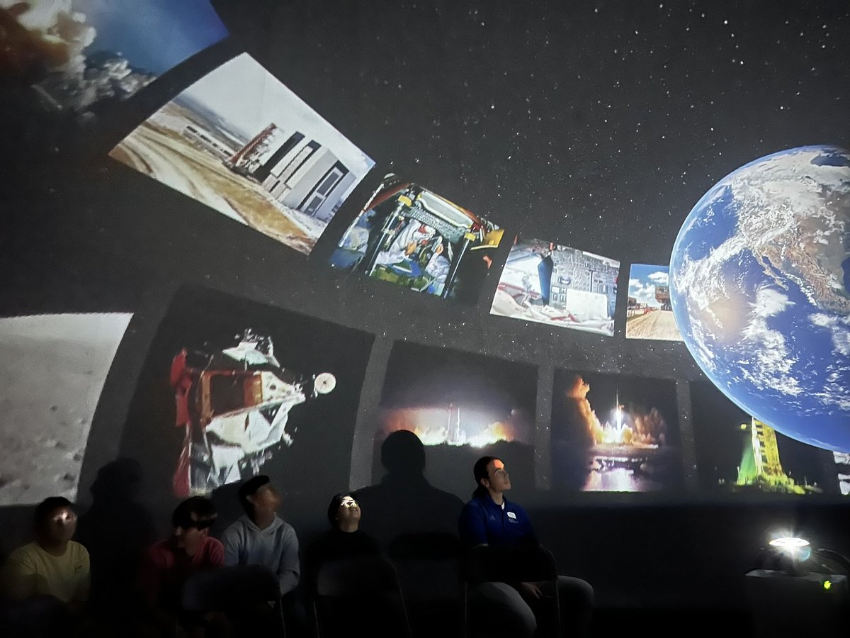 TheSTEMnerdette's tweet image. Planetarium fun for our #plantthemoon students! Learning more about what their experiments are working towards! @ncspacegrant @NASAArtemis #STEMatWCS @WCS_MediaTech