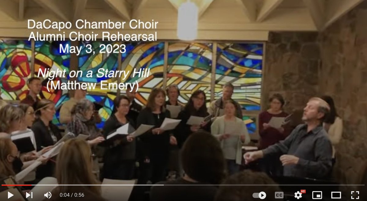 DaCapoChoir's tweet photo. A sneak peak into our rehearsal with alumni singers - prepping for next weekend's concerts. "Night on a Starry Hill" by Matthew Emery https://t.co/Dn32HVIM3m (and check out those glorious @Conrad_Grebel chapel windows!)  
Tix available online! @CreateWaterloo @DamatoRecord https://t.co/LAhJz8Beew