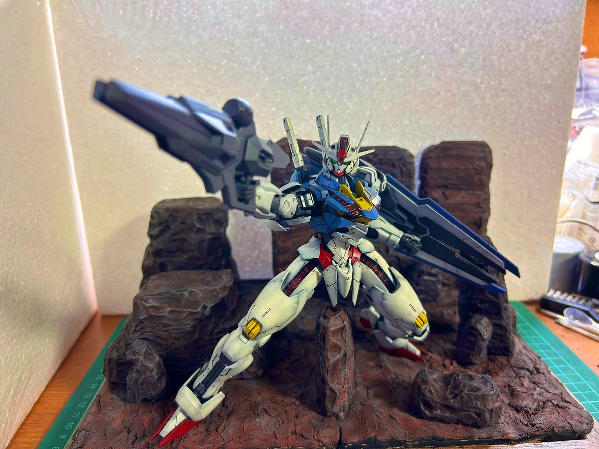 lumion2's tweet image. GWはFM1/100エアリアルを組立、塗装、ジオラマ作成でした！
#ガンプラ
#エアリアル